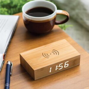 Bamboo Wireless Charger with Clock - Image 4