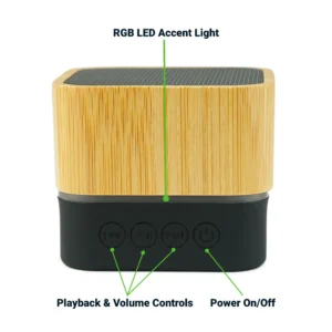 Cube Bamboo Bluetooth Speakers V5.0 - Image 4