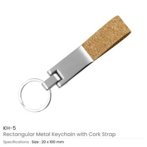 Metal Keychain with Cork Strap - Image 3