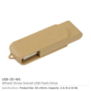 Wheat Straw Swivel USB Flash Drives - Image 3