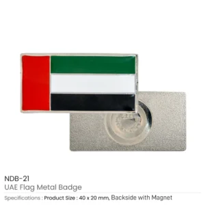 UAE Flag Metal Badges Rectangle with Magnet Attachment - Image 4