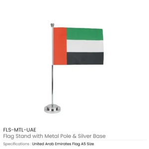 Flag with Metal Pole & Silver Plated Plastic Base - Image 4