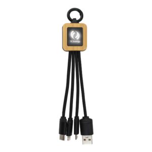 Bamboo Light Up Logo Multi-Charging Cables - Image 5