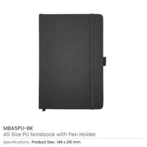 A5 PU Notebooks with Pen Holder - Image 19