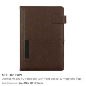 Dorniel A5 PU Notebooks with Front Pocket & Magnetic Flap - Image 8
