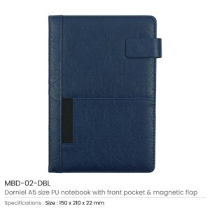 Dorniel A5 PU Notebooks with Front Pocket & Magnetic Flap - Image 7