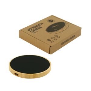 Bamboo Wireless Charger 15W Fast Charging & LED Logo - Image 6