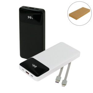 Powerbank with LED Screen 10,000 mAh and Built-in Cables