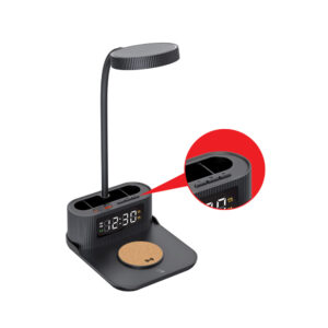 Desk Lamp with 15W Wireless Charger, Clock and Pen Holder - Image 9