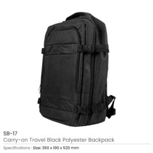 Travel Backpacks in Black Polyester Material - Image 3