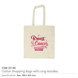 Cotton Bags with Breast Cancer Awareness Logo - Image 3