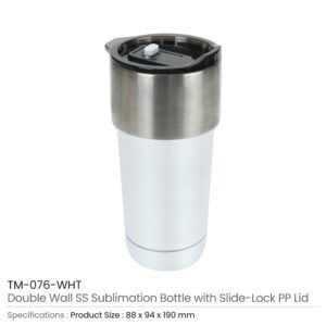 Double Wall SS Tumblers with Slide-Lock PP Lid 591ml - Image 5