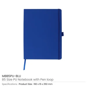 PU Notebooks B5 Size with Pen Loop, Ribbon Bookmark and Elastic Band - Image 8