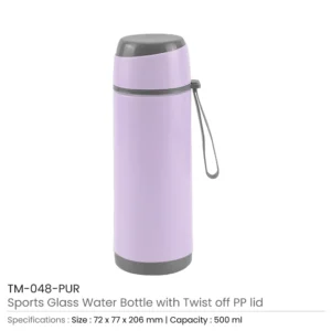 Sports Glass Bottles 500ml Twist off Lid and Carry Handle - Image 6