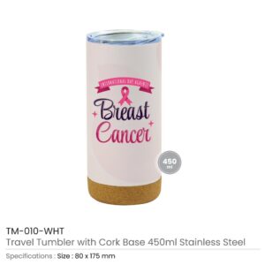 Travel Mugs with Breast Cancer Awareness Logo - Image 3