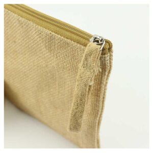 Jute Zipper Pouch with Breast Cancer Awareness Logo - Image 5