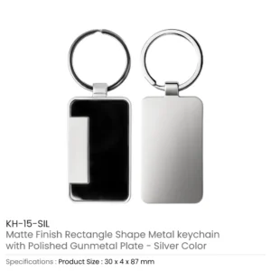 Metal Keychain Rectangle Gun Metal Matte Finish Plate - Image 3