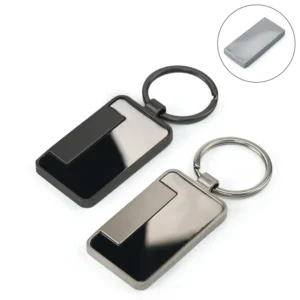 Metal Keychain Rectangle Gun Metal Matte Finish Plate