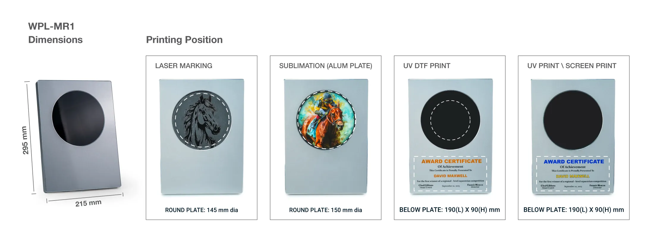 A4 Aluminum Award Plaques Printing Details A4 Aluminum Award Plaques with Round Colored Plate Printing Details