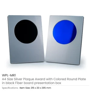 A4 Aluminum Award Plaques with Round Colored Plate and Stand - Image 3