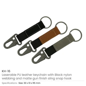 Laserable PU Leather Keychains with Sling Snap Hook - Image 6