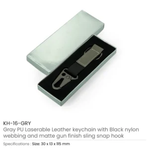 Laserable PU Leather Keychains with Sling Snap Hook - Image 8