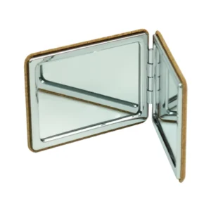 Rectangle Pocket Mirror, Double-Sided Foldable with Cork Finish Cover - Image 5