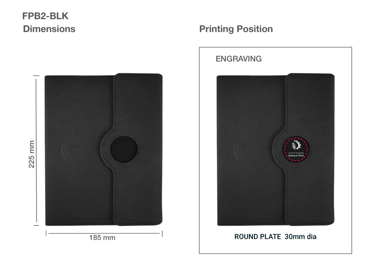 8,000 mAh Powerbank Portfolio Notebook Printing Area Details