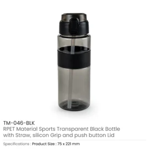 Eco-friendly Sports Bottles with Straw, 700ml in rPET Material - Image 3