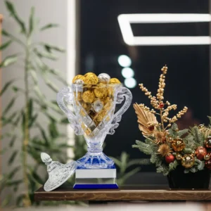 Large Crystal Glass Trophy Cup with Chocolate Gift Edition - Image 6
