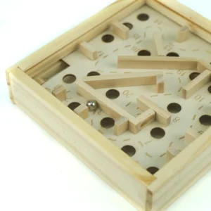 Wooden Maze Board Game with Silver Metal Ball – Labyrinth Balance Puzzle - Image 4