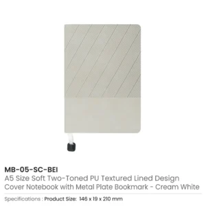 Soft PU Cover Notebooks in A5 Size with Metal Plate Bookmark - Image 11