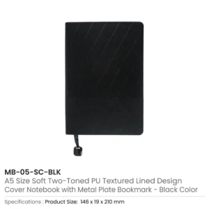 Soft PU Cover Notebooks in A5 Size with Metal Plate Bookmark - Image 10