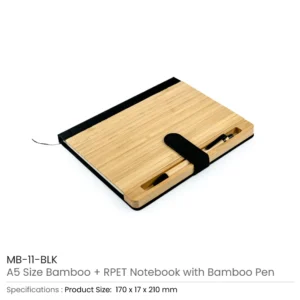 Bamboo and rPET Notebooks with Pen, A5, Bookmark & Magnetic Clasp - Image 7