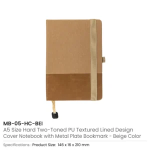 Hard Cover PU Notebooks in A5 Size with Metal Plate Bookmark - Image 12