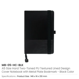 Hard Cover PU Notebooks in A5 Size with Metal Plate Bookmark - Image 9