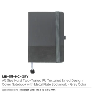 Hard Cover PU Notebooks in A5 Size with Metal Plate Bookmark - Image 11